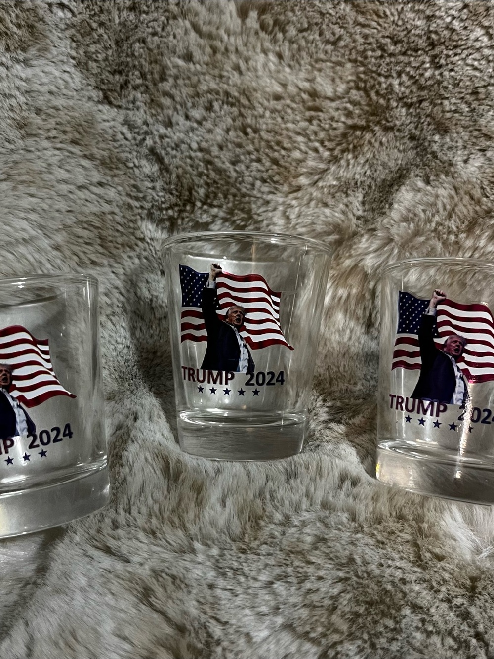 3Pcs Shot Glass Trump 2024 Collectible - Never Surrender!